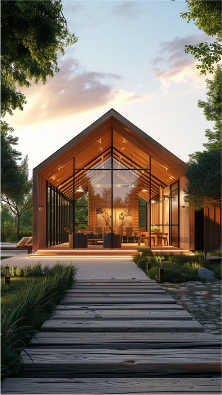 3d rendering of wooden house