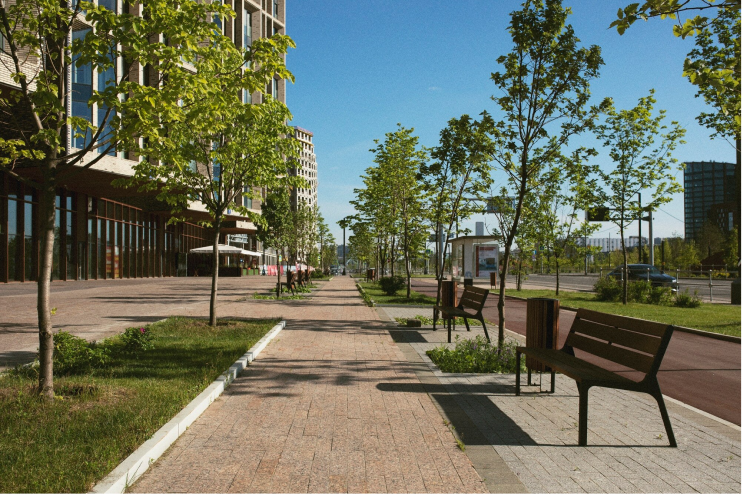 Analog city landscape with buildings